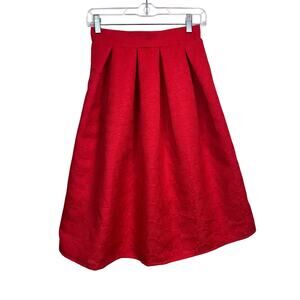 Chicwish Embossed Red Pleated Floral Skirt NWT